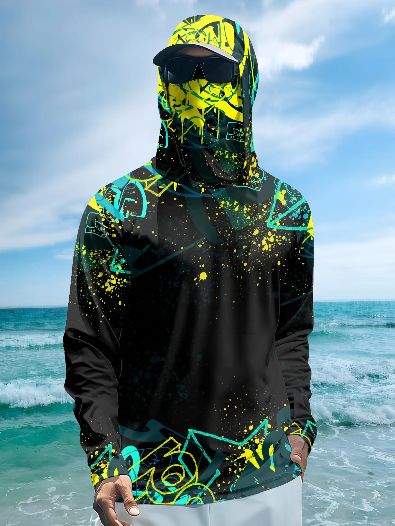 Men UPF50+ Fishing Hoodie With - Fishing Mask Sun Protection recension och pris
